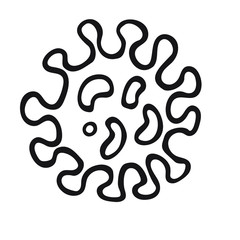 Virus, bacteria, superbug vector icon pandemic or epidemic concept. Hand drawn doodle Vector illustration isolated on white background