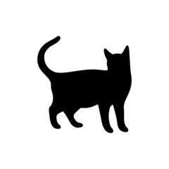 Vector cat silhouette, black color, isolated on white background