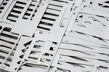 Waste of stainless metal sheets cut by laser