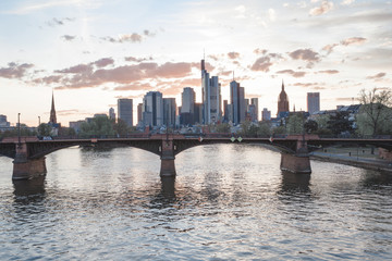Fototapeta premium Frankfurt am Main old architecture. Sunset in the city. The skyline of Frankfurt. 12.04.2020 Frankfurt am Main Germany.