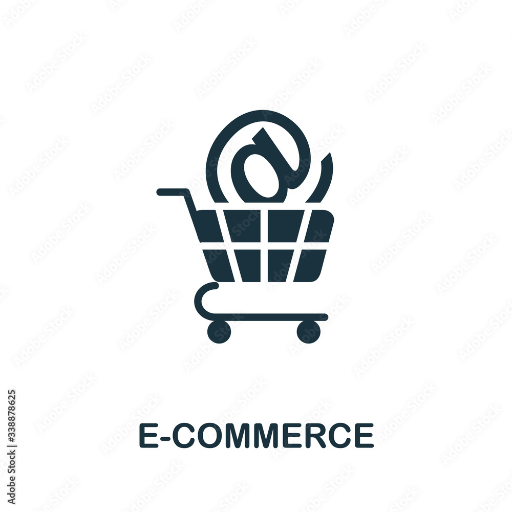 Poster e-commerce icon. simple line element e-commerce symbol for templates, web design and infographics