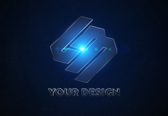 Blue Metal Logo in Space Mockup