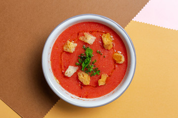 Homemade Tomato Soup on white Background