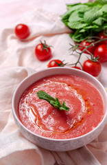 Homemade Tomato Soup on white Background