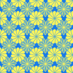 Blue and yellow floral pattern