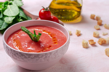 Homemade Tomato Soup on white Background