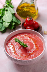 Homemade Tomato Soup on white Background