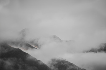 Montaña con niebla 