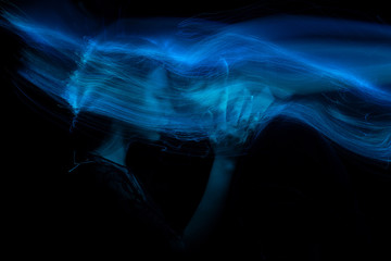 freezlight new photo art direction, long exposure photo without photoshop, light drawing at long exposure, portrait of a couple
