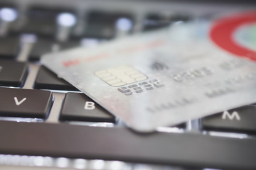 Online credit card transaction. Shallow dof