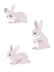 Vector set of three different easter bunnies