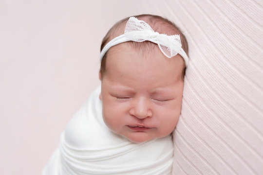 Sleeping newborn baby. Healthy and medical concept. Healthy child, concept of hospital and happy motherhood. Infant baby. Happy pregnancy and childbirth. Children's theme. Baby and childen's goods.