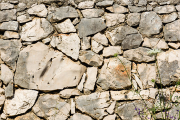 Fence made out of rocks.