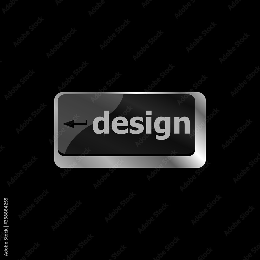 Poster design word on computer keyboard keys button