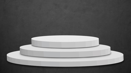 White podium on dark background