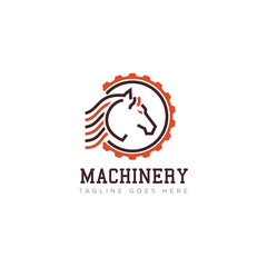 machinery logo, creative horse and gear vector