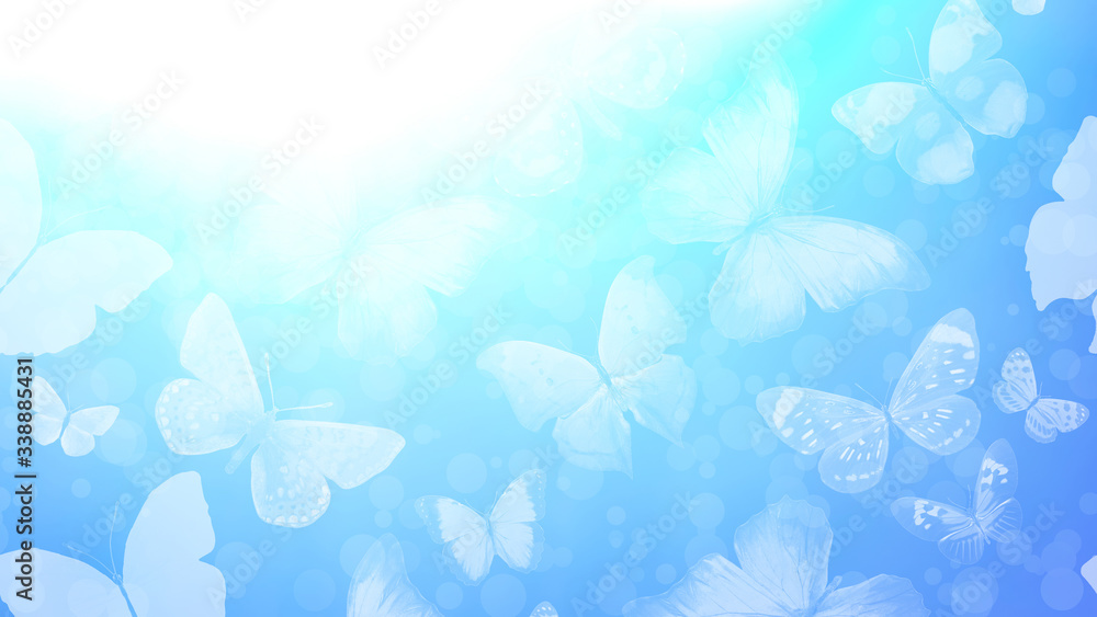 Poster beautiful gradient background with butterflies and highlights