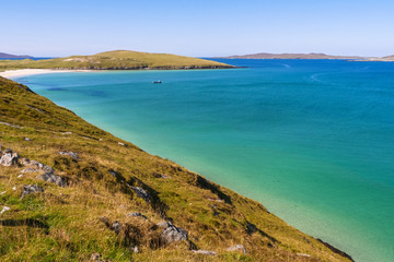 White sand beach of Traigh Niosaboist in Isle of Harris, Outer Hebrides, Scotland / UK