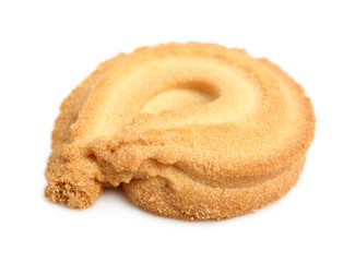 Butter cookie. Isolated on white background. Macro.