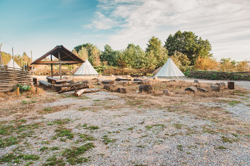 an ethnic camp is set up