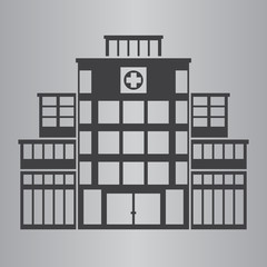 Hospital building icon or symbol. Windows are Isolated. Vector illustration.