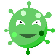 cartoon of green coronavirus, covid-19