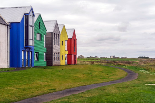 Colorful houses at John O'Groats, Scotland