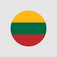 Lithuania circle button flag. National symbol icon. Vector illustrarion.