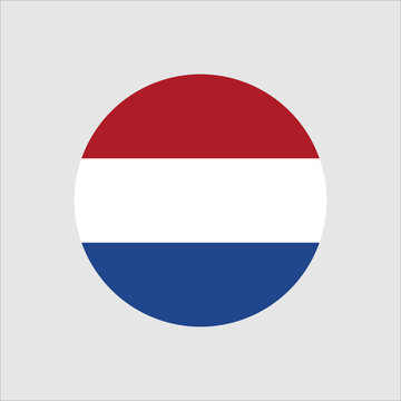 Netherlands circle button flag. National symbol icon. Vector illustrarion.