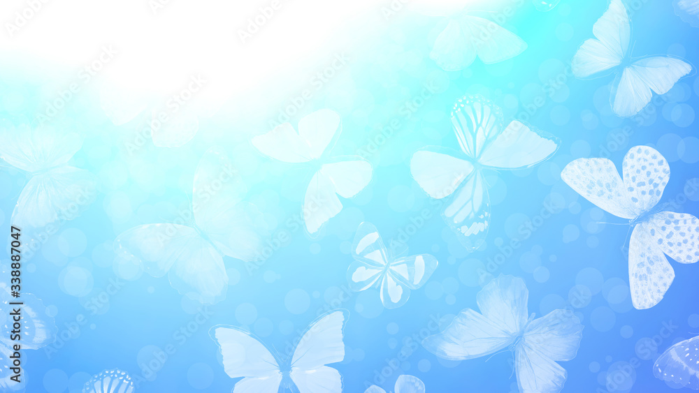 Poster beautiful gradient background with butterflies and highlights