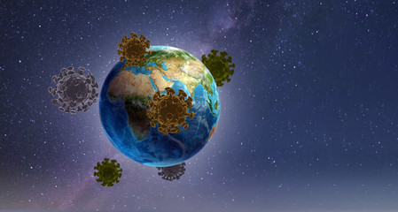 virus Covid-19, 2019-nCov or coronavirus concept, 3D rendering earth graphic background. virus concept.