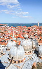 Fototapeta na wymiar Old town of Venice and Saint Mark Basilica. View from the bell tower Campanile di San Marco in Verona, Italy
