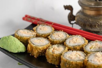 sushi on a tray
