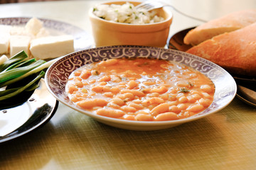 cooked beans and vegetable salad for lunch