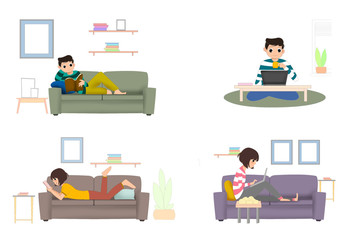 at Home, computer, business, people, laptop, icon, technology, communication, office, internet, woman, illustration, tv, person, businessman, sitting, social media, meeting, 3d, isolated, television, 