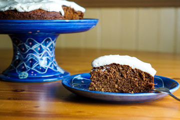 Applesauce cake with honey cream cheese frosting