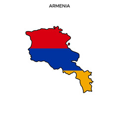 Obraz premium Map and Flag of Armenia Vector Design Template with Editable Stroke
