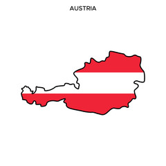 Fototapeta premium Map and Flag of Austria Vector Design Template with Editable Stroke