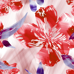 Acrylic flowers seamless pattern. Artistic background. - 338893885