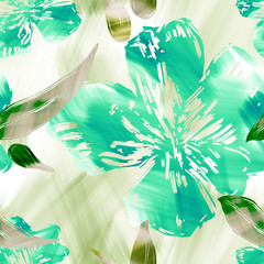 Acrylic flowers seamless pattern. Artistic background. - 338894059