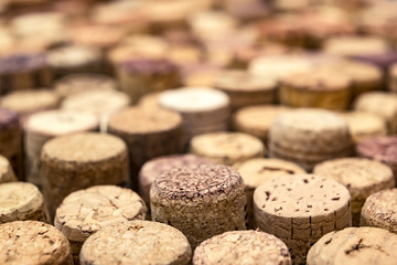 Detail of a bunch of used cork plugs