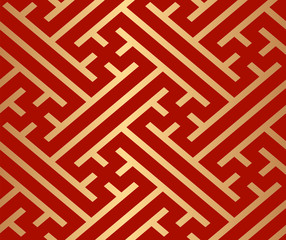 Abstract geometrical golden seamless pattern