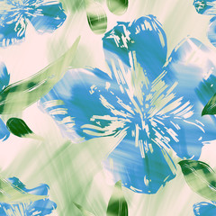 Acrylic flowers seamless pattern. Artistic background. - 338894609
