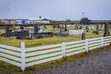 Graves on a cemetery in Eyrarbakki village, Iceland