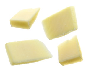 Cheese slices isolated on white background with clipping path