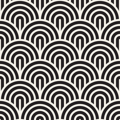 Vector seamless pattern. Concentric bold circles. Geometric striped ornament. Round lines stylish background.