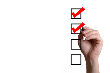 Blank checklist on the whiteboard