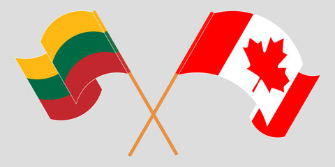 Crossed flags of Lithuania and Canada