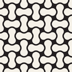 Vector seamless pattern. Modern stylish texture. Repeating abstract tiling background. Monochrome geometric rounded lines.