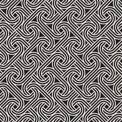 Vector seamless pattern. Geometric striped stylish ornament. Monochrome spiral lines lattice.
